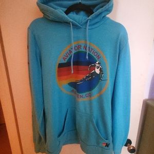 RARE Neon Blue Aviator Nation Aspen Pullover